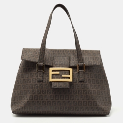 Fendi Zucca Grey Monogram Coated Canvas Satchel Grab Bag HandBag