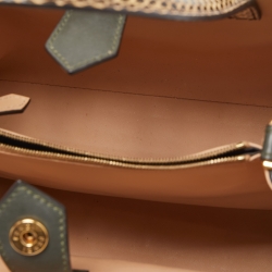 Pre Owned Fendi Dark Green/Cream Leather and Python Petite Limited Edition 1/1 2Jours Tote 