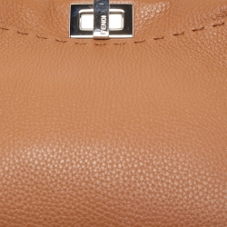 مملوكة مسبقًا Fendi Brown Selleria Leather Mini Peekaboo Top Handle Bag