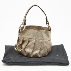 Pre Owned Fendi Gold Speckled Leather Mini Chef Bag