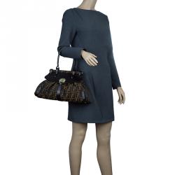 Pre Owned Fendi Tobacco Zucca Canvas Medium Magic Bag