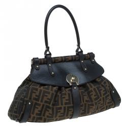 Pre Owned Fendi Tobacco Zucca Canvas Medium Magic Bag