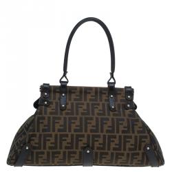 Pre Owned Fendi Tobacco Zucca Canvas Medium Magic Bag