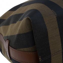 مملوكة مسبقًا Fendi Brown Canvas and Leather Large Pequin Hobo