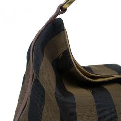 مملوكة مسبقًا Fendi Brown Canvas and Leather Large Pequin Hobo
