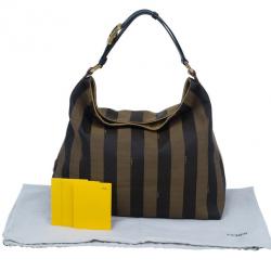 مملوكة مسبقًا Fendi Brown Canvas and Leather Large Pequin Hobo