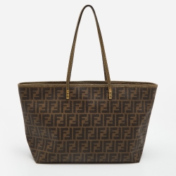 مملوكة مسبقًا Fendi Brown Zucca Coated Canvas and Leather Roll Tote