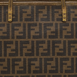 مملوكة مسبقًا Fendi Brown Zucca Coated Canvas and Leather Roll Tote