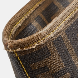 مملوكة مسبقًا Fendi Brown Zucca Coated Canvas and Leather Roll Tote