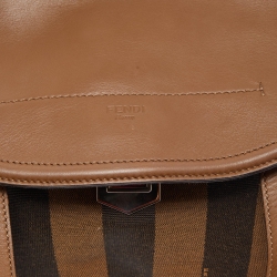 Pre Owned Fendi Tobacco Stripe Canvas and Leather Saddle Top Handle Bag