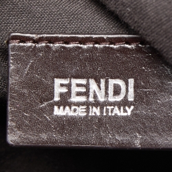 Pre Owned Fendi Tobacco Stripe Canvas and Leather Saddle Top Handle Bag