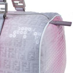 Pre Owned Fendi Pink Sequinned Forever Boston
