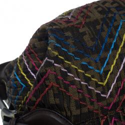 Pre Owned Fendi Brown Leather Doctor B. Multicolor Stitch Shoulder Bag
