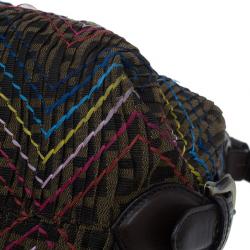 Pre Owned Fendi Brown Leather Doctor B. Multicolor Stitch Shoulder Bag