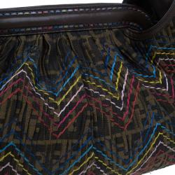 Pre Owned Fendi Brown Leather Doctor B. Multicolor Stitch Shoulder Bag