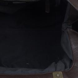 Pre Owned Fendi Brown Leather Doctor B. Multicolor Stitch Shoulder Bag