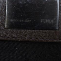 Pre Owned Fendi Brown Leather Doctor B. Multicolor Stitch Shoulder Bag