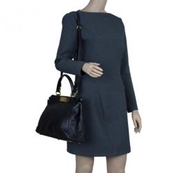 Pre Owned Fendi Black Calfskin Leather Small Peekaboo Tote