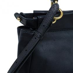 Pre Owned Fendi Black Calfskin Leather Small Peekaboo Tote