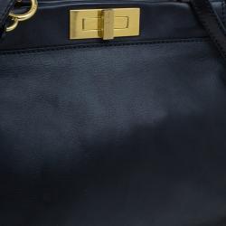 Pre Owned Fendi Black Calfskin Leather Small Peekaboo Tote