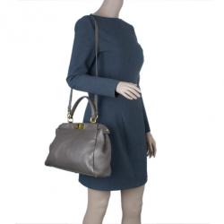 Pre Owned Fendi Bronze Seleria Leather Small Peekaboo Bag