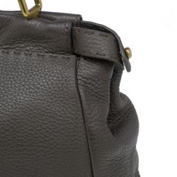 Pre Owned Fendi Bronze Seleria Leather Small Peekaboo Bag