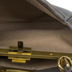 Pre Owned Fendi Bronze Seleria Leather Small Peekaboo Bag