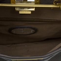 Pre Owned Fendi Bronze Seleria Leather Small Peekaboo Bag