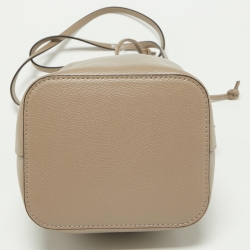 Pre Owned Fendi Beige Leather Mini Mon Tresor Drawstring Bucket Bag