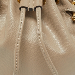 Pre Owned Fendi Beige Leather Mini Mon Tresor Drawstring Bucket Bag