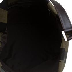 Pre Owned Fendi Tobacco Pequin Canvas Hobo