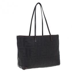 Pre Owned Fendi Tobacco Zucca Spalmati Large Roll Tote