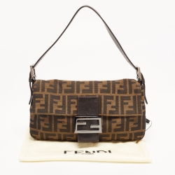 Fendi Brown Zucca Canvas And Leather Baguette Bag