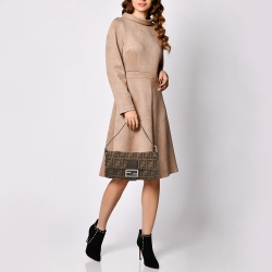 Fendi Brown Zucca Canvas And Leather Baguette Bag