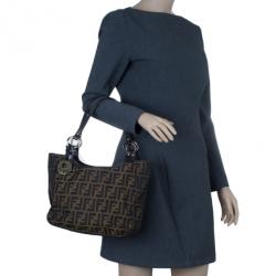 Pre Owned Fendi Brown Zucca Canvas Chef Shopper Tote