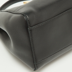 Pre Owned Fendi Black Leather Mini Peekaboo Top Handle Bag