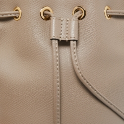 Pre Owned Fendi Grey Leather Mini Mon Tresor Drawstring Bucket Bag