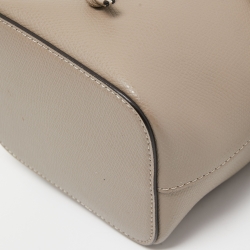 Pre Owned Fendi Grey Leather Mini Mon Tresor Drawstring Bucket Bag