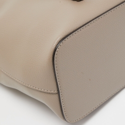 Pre Owned Fendi Grey Leather Mini Mon Tresor Drawstring Bucket Bag