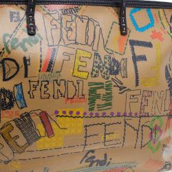 Pre Owned Fendi Graffiti Multicolor Roll Tote Shopper Bag