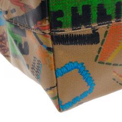 Pre Owned Fendi Graffiti Multicolor Roll Tote Shopper Bag