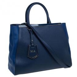 مملوكة مسبقًا Fendi Navy Blue Calfskin Regular 2Jours Tote
