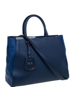 مملوكة مسبقًا Fendi Navy Blue Calfskin Regular 2Jours Tote