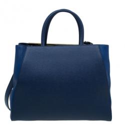 مملوكة مسبقًا Fendi Navy Blue Calfskin Regular 2Jours Tote
