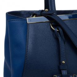مملوكة مسبقًا Fendi Navy Blue Calfskin Regular 2Jours Tote