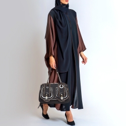 Pre Owned Fendi Black Patent Leather and Canvas B Shoulder Bag