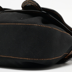 Pre Owned Fendi Black Patent Leather and Canvas B Shoulder Bag