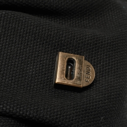 Pre Owned Fendi Black Patent Leather and Canvas B Shoulder Bag