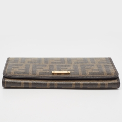 Fendi Tobacco Zucca Coated Canvas Continental Wallet