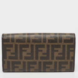 Fendi Tobacco Zucca Coated Canvas Continental Wallet